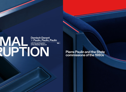Banner showing text and close up images in both black red and blue colors.