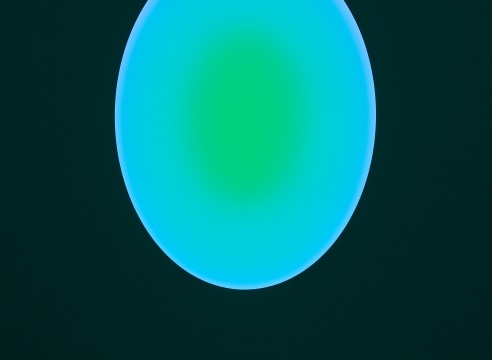 James Turrell, Medium Elliptical Glass, 2021, L.E.D. light, etched glass and shallow space