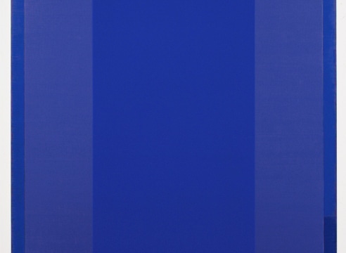 Steven Alexander, Reverb 9, 2018, Oil and acrylic on linen, 72 x 48 inches, Signed and titled on the verso, Vertical rectangles in yellow, lilac, orange and blue, Steven Alexander is an American artist who makes abstract paintings characterized by luminous color, sensuous surfaces and iconic configurations.