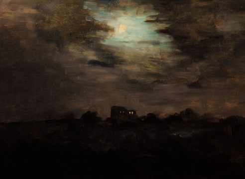 LOCKWOOD DE FOREST (1850-1932), Moonlight Over Candlelit House, Montecito , c 1910