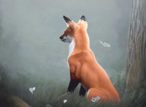 SUSAN McDONNELL , Fox with White Flowers, 2018