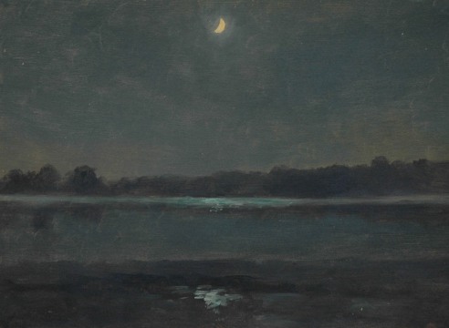 LOCKWOOD DE FOREST (1850-1932), Waxing Crescent Moon Over Bay, Aug 15, 1907.