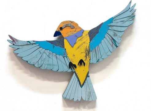 INGA GUZYTE , Young Sparrow - Orange - Blue - L, 2021