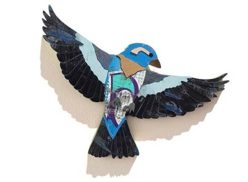 INGA GUZYTE , Young Sparrow - Blue - Black - R, 2021
