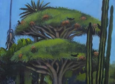 HANK PITCHER , Dragon Trees, Crows, and Barrel Cactus, 2023