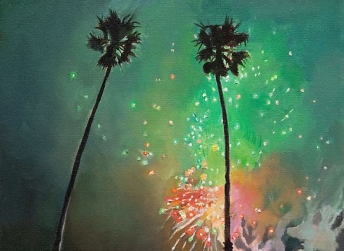 PATRICIA CHIDLAW , Falling Rocket - Green and Orange, 2025