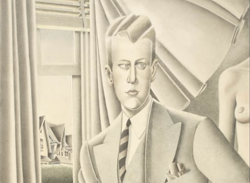 FRANK KIRK , Man in Suit, One Bare Breast, 