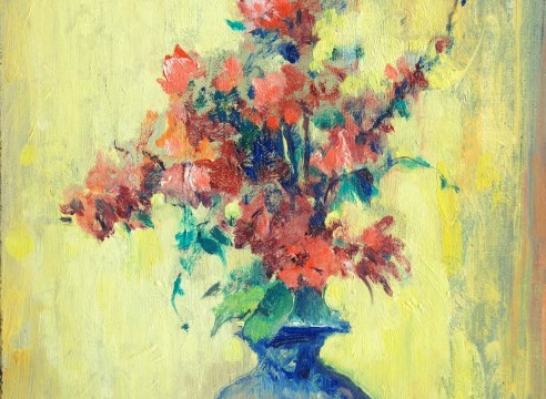 LEON DABO (1864-1960) , Blue Vase with Spring Flowers, 1954