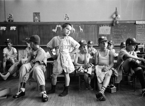 YALE JOEL (1919--2006), Little League Spokesman Voices Players' Demand For Pants, Manchester, NH, 1954