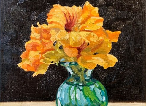 JOHN NAVA , Flowers in Green Vase, 2020