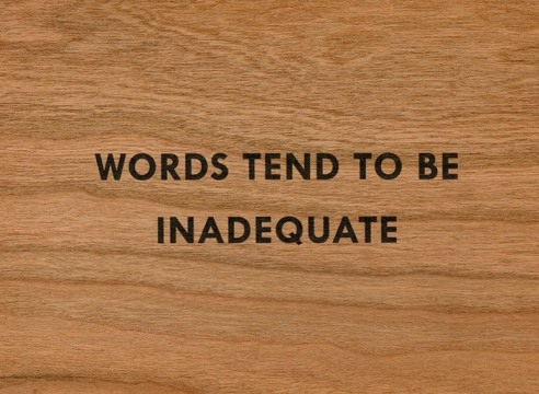 JENNY HOLZER: Truism Postcard (Words Tend To Be Inadequate) for tl;dr: TEXT/ART exhibition