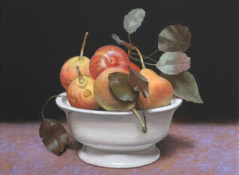 MARTHA MAYER ERLEBACHER (1937-2013), Pears and Plums in a Dish, 2012