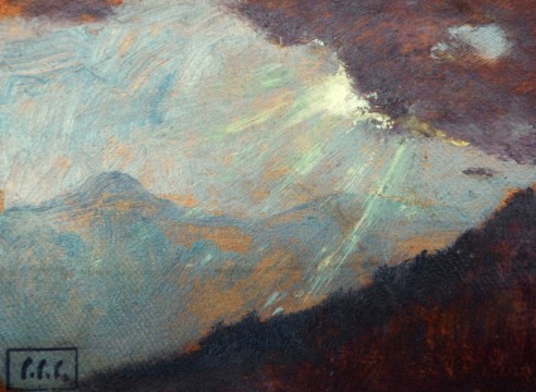 COLIN CAMPBELL COOPER (1856-1937), Sun Peeking through Cloud over Mountains , 