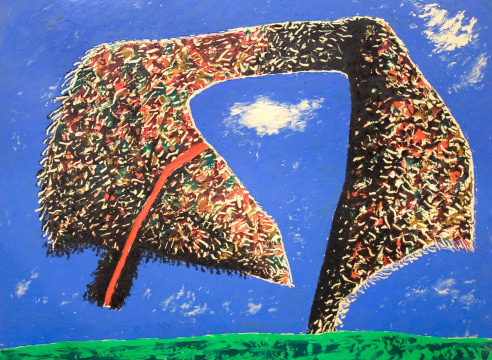 MICHAEL DVORTCSAK, Floating Abstract Shape on Blue Background, c. 1985