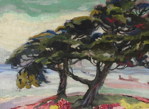 NELL BROOKER MAYHEW (1876-1940), Cypress Shoreline, c. 1920