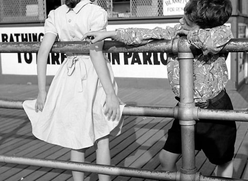 MARTIN ELKORT (1929-2016), Puppy Love, Coney Island Boardwalk, Brooklyn, NY, 1950