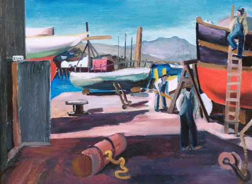 HERMAN VOLZ (1904-1990), Boatyard Sausaulito, 1935