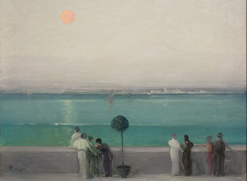 LEON DABO (1864-1960) , Along the Promenade, c. 1900