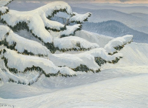 Ray Strong (1905-2006), Treeline Sketch on Mt Hood, Oregon, 1950