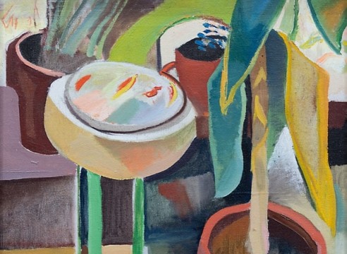 BETTY LANE (1907-1996), Untitled (Green Stool and Red Pot), c. 1920s