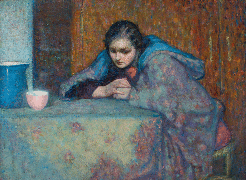 Myron Barlow (1873-1937), Seated Woman in a Cloak, ND