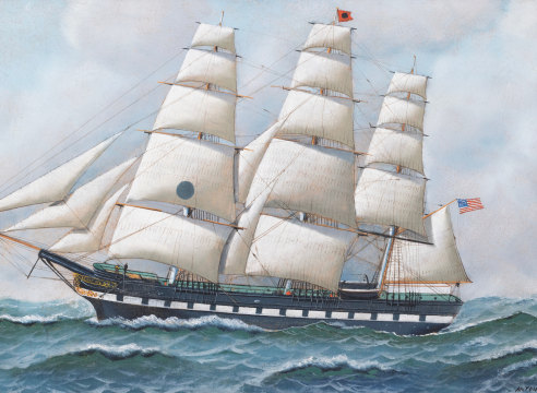 Antonio Nicolo Gasparo Jacobsen (Danish-American, 1850-1921), Portrait of the Black Ball Line Ship &quot;Isaac Webb&quot;