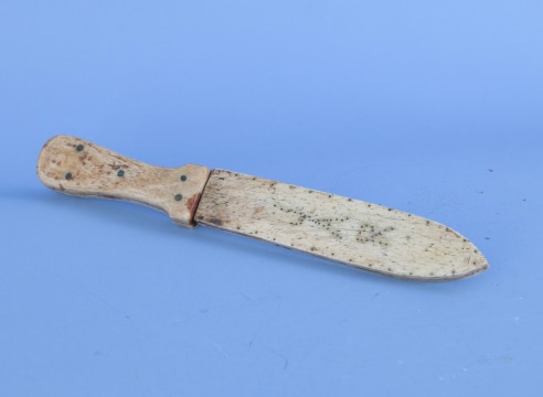 Mid 19th Century Whale Man's Dagger with Whalebone Grip and Bone Sheath