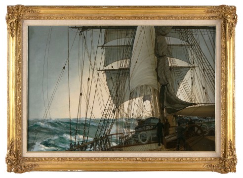 Oil on Canvas &quot;A Deck View and Sea&quot; by Montague Dawson