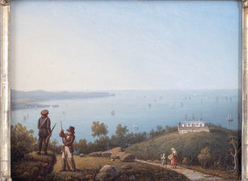 Painting titled &quot;View of Holyhead&quot; Signed Robert Salmon