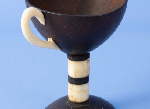 Rare and unusual coconut shell in the form of a chalice, American, mid-19th Century