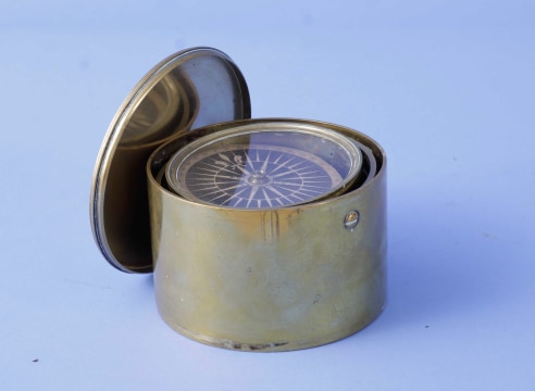 Rare Miniature 2 1/2&quot; Brass Compass, Signed Dollond in Brass Case, English, circa 1820