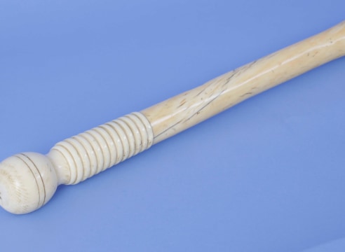 Whaler-made narwhal and whale ivory walking stick, 19th Century
