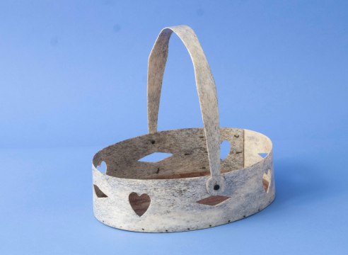 Whaler-made Whale Bone Swing Handle Basket, circa 1860