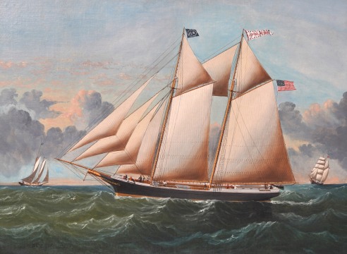 American Schooner John Merrill signed and dated William G. Yorke 1878