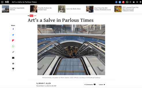 National Review: Art’s a Salve in Parlous Times
