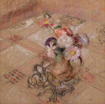 Edouard Vuillard, Zinnias on the Table at Vaucresson, 1921-23 Pastel on paper mounted to board 19 5/8 x 20 1/8 inches