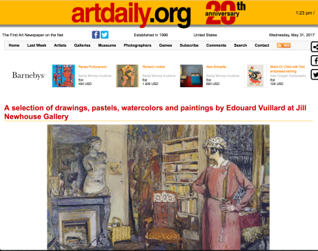 Review on Artdaily: A selection of drawings, pastels, watercolors and paintings by Edouard Vuillard at Jill Newhouse Gallery, April 2012