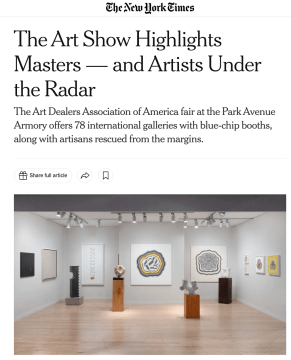 The New York Times: The Art Show Highlights Masters — and Artists Under the Radar