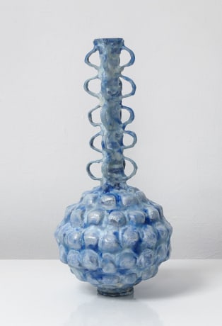 Blue Vessel with Decorative Long Neck