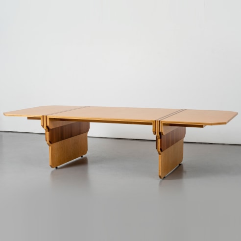 Maple and walnut dining table by Pierre Paulin