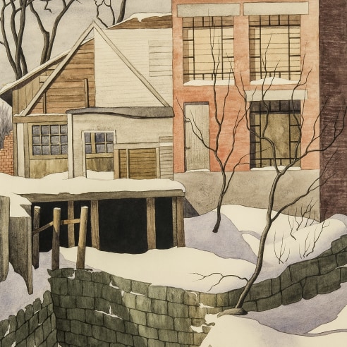 Z. VANESSA HELDER (1904–1968), Alterations, about 1948. Watercolor on paper, 19 1/2 x 14 3/4 in. (detail).
