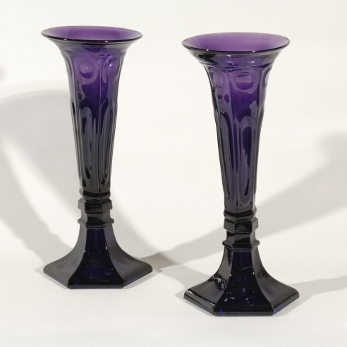 Pair Tall Amethyst Vases