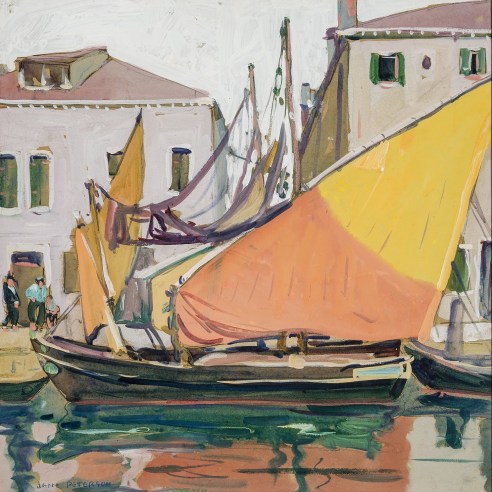 JANE PETERSON (1876–1965), "Venice," about 1918–20. Gouache on paper, 17 1/2 x 17 1/2 in. (detail).