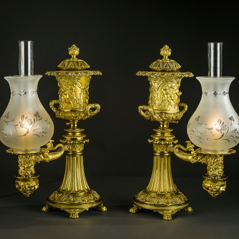 Pair Argand Lamps