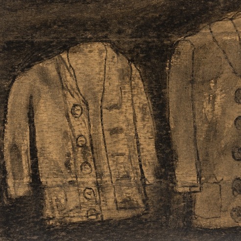 a drawing by self-taught artist James Castle of a coat