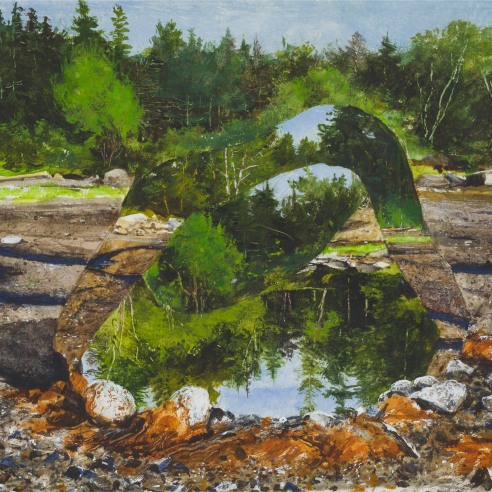 A landscape by Colin Hunt showing rocks and trees