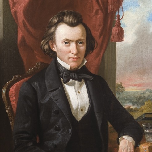 JOHN F. FRANCIS (1808–1886), "Portrait of Dr. Levi Oberholtzer," 1859. Oil on canvas, 36 5/16 x 29 1/4 in. (detail).