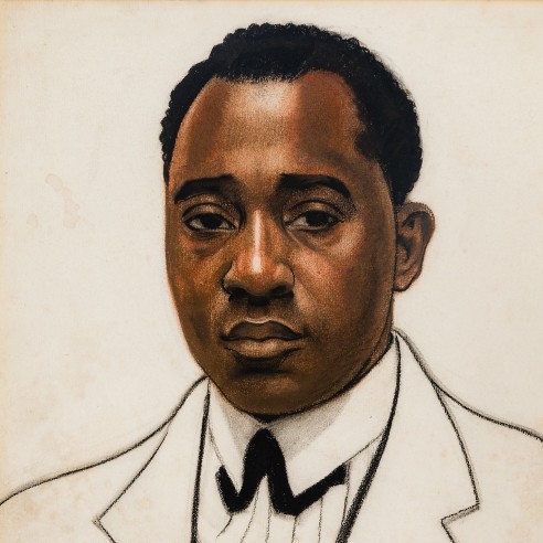 Winold Reiss (1886–1953), "Portrait of Nathaniel Dett," c. 1925. Pastel on Whatman board, 20 x 15 1/8 in. (detail).