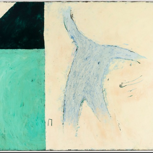 Image of Louisa Chase's Untitled, painted in 1979. Oil and wax on canvas, 40 and 1/4 by 48 inches. 