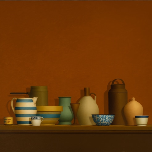 WILLIAM BAILEY (1930–2020), "Still Life," 1980. Oil on canvas, 40 x 50 in. (detail).